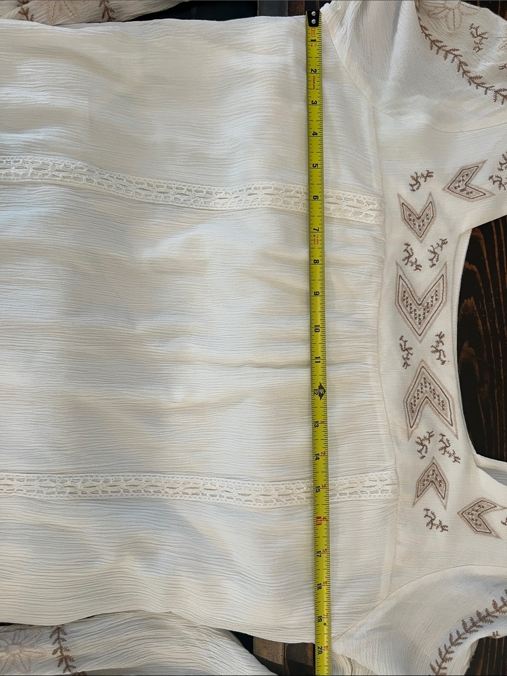 EUC SZ XL Xhilaration White Square Neck Tunic Dress with Tan Embroidery - Picture 9 of 9